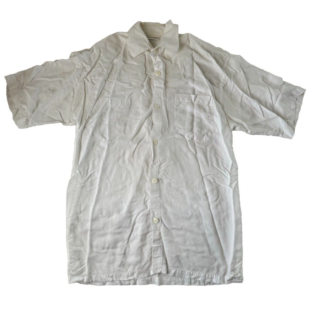 Dharma Trading Co. Short Sleeve Collared Button Up White Pocket Shirt Size Med